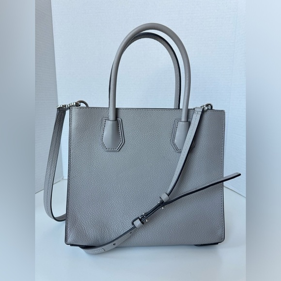 Michael Kors Mercer Grey Leather Tote Bag Purse - Picture 3 of 14